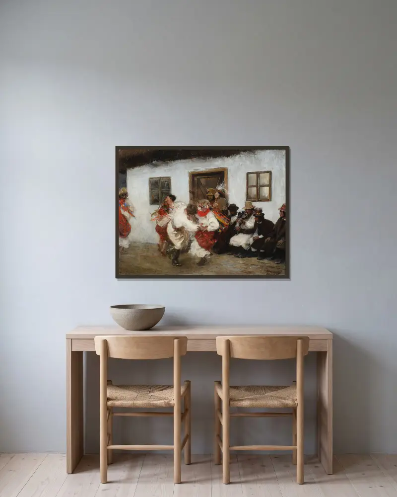 Ukrainischer Volkstanz von Teodor Axentowicz gerahmt an einer Wand