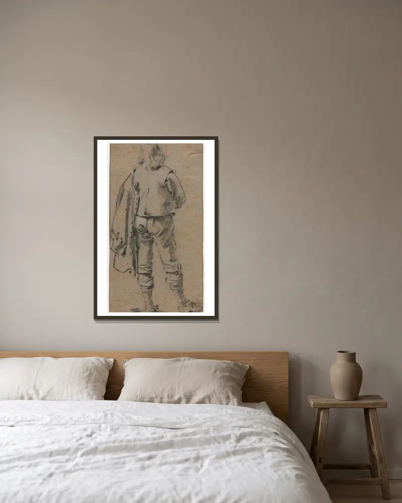 Muž stojící viděný zezadu, Gerard ter Borch v rámu na stěně