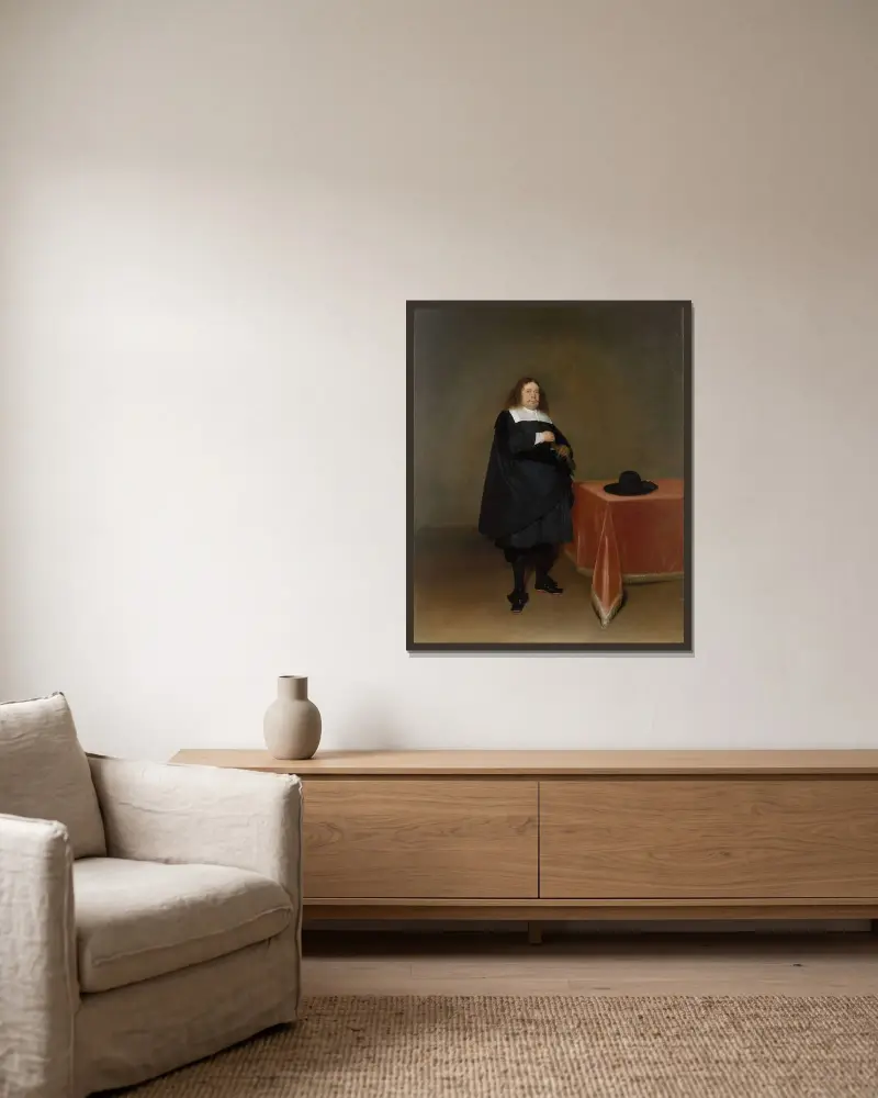 Burgomaster Jan van Duren (1613–1687) av Gerard ter Borch inramad på en vägg