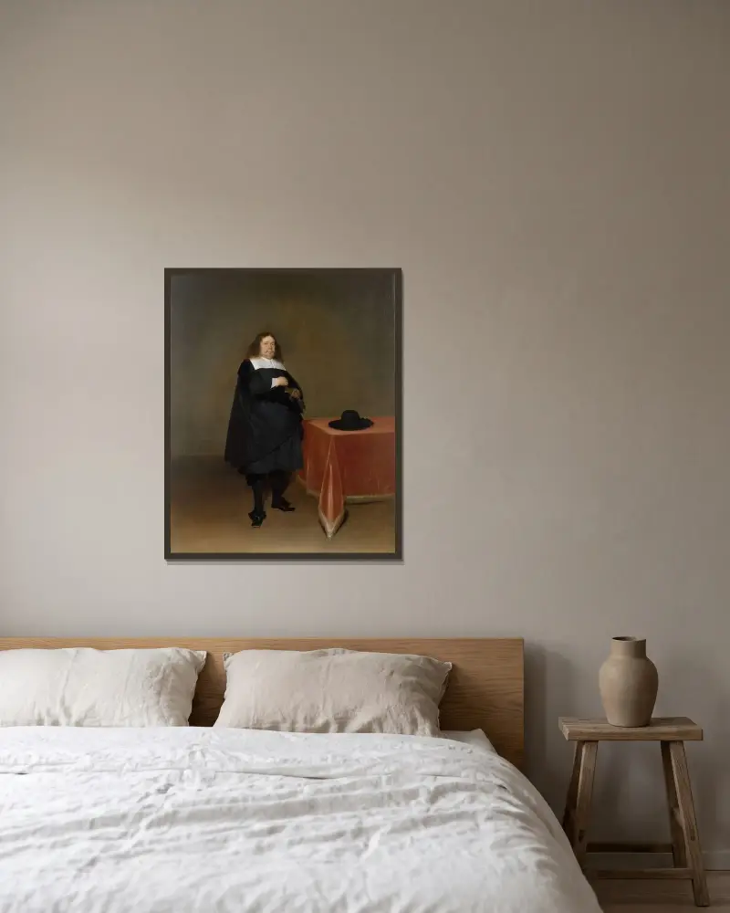 Burgomaster Jan van Duren (1613–1687) av Gerard ter Borch inramad på en vägg