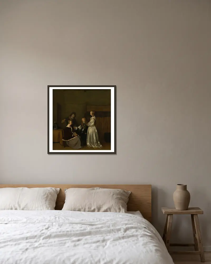 Galantní rozhovor, Gerard ter Borch v rámu na stěně
