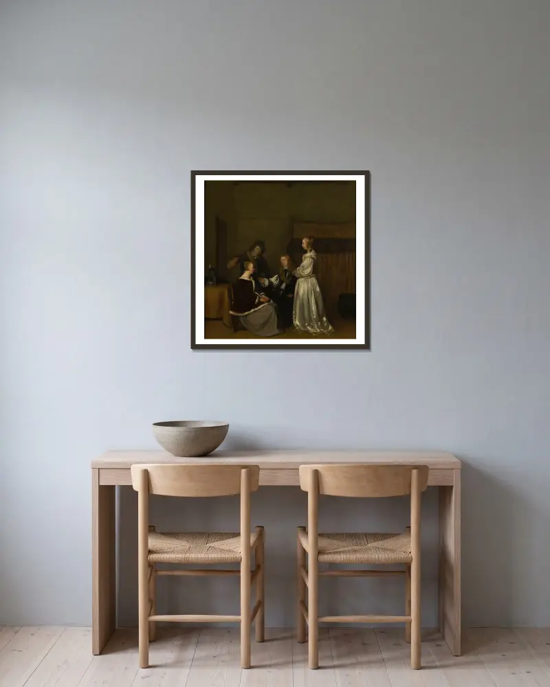 Galantní rozhovor, Gerard ter Borch v rámu na stěně