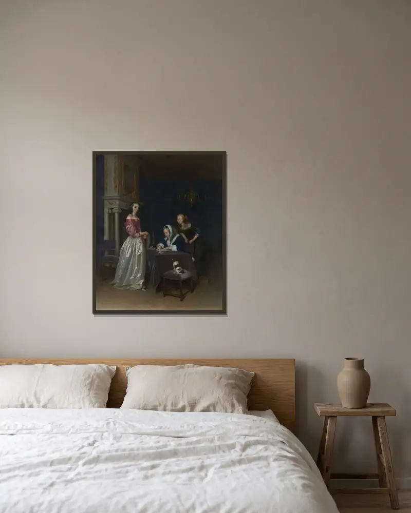 Nyfikenhet av Gerard ter Borch inramad på en vägg