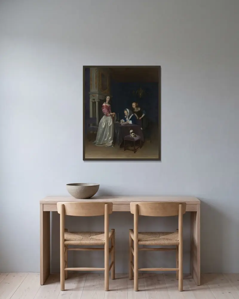 Nyfikenhet av Gerard ter Borch inramad på en vägg