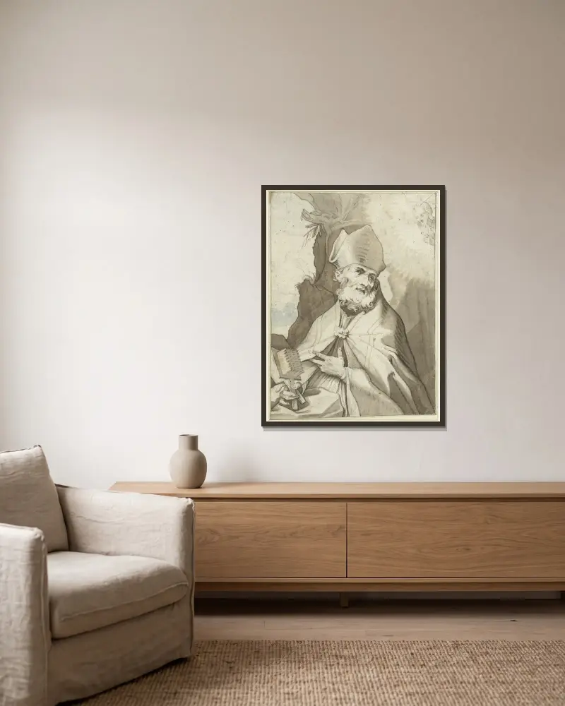 De Heilige Severus, after Abraham Bloemaert av Gerard ter Borch inramad på en vägg