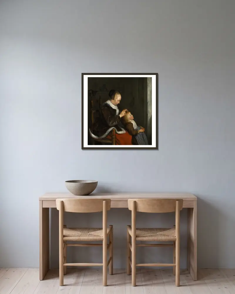 Hledání vší, Gerard ter Borch v rámu na stěně