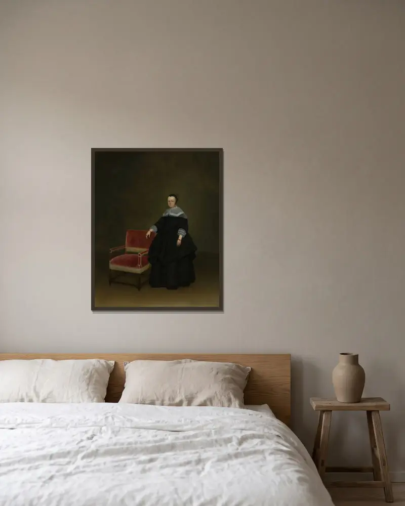 Margaretha van Haexbergen av Gerard ter Borch inramad på en vägg