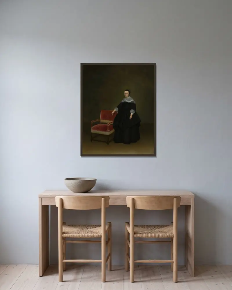 Margaretha van Haexbergen av Gerard ter Borch inramad på en vägg