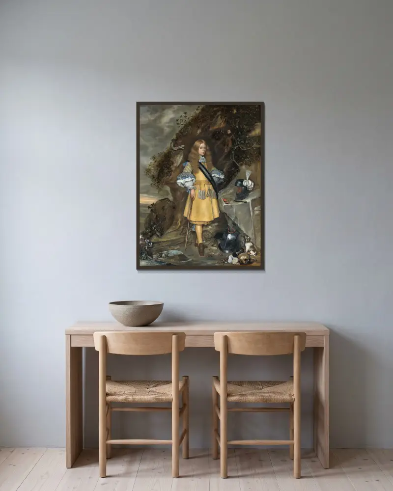 Bildnis des Moses ter Borch von Gerard ter Borch gerahmt an einer Wand