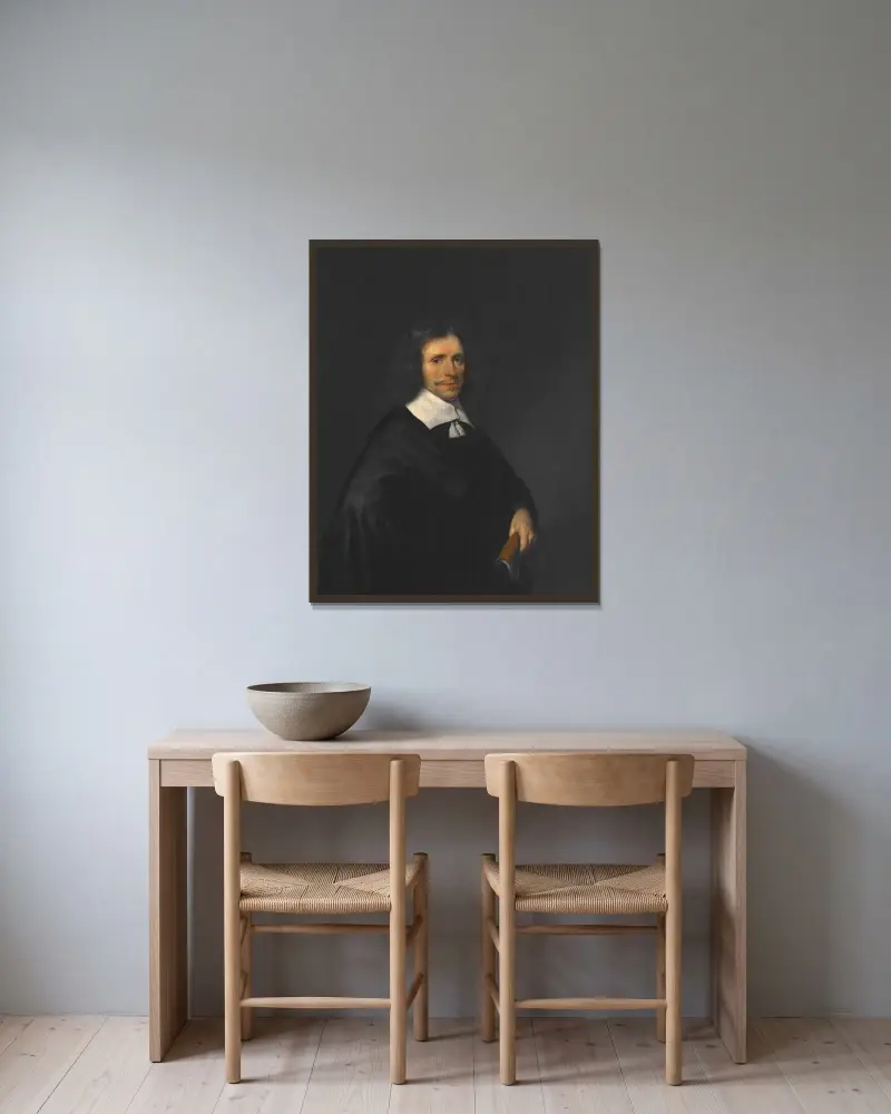 Porträtt av en man av Gerard ter Borch inramad på en vägg