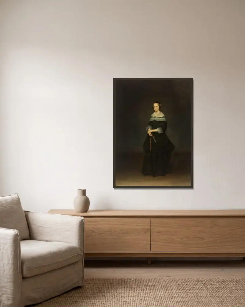 Portrait of Johanna Quadacker Bannier av Gerard ter Borch inramad på en vägg