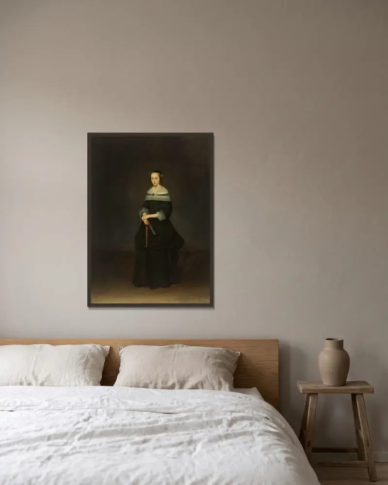 Portrait of Johanna Quadacker Bannier av Gerard ter Borch inramad på en vägg