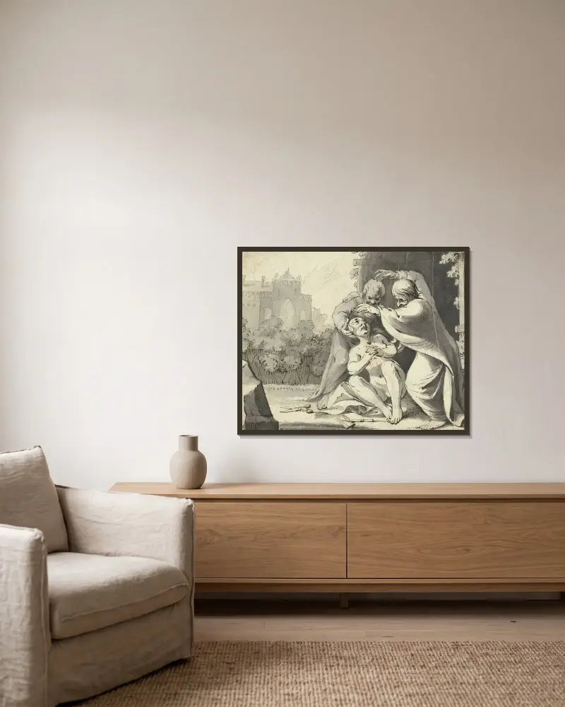 Susanna och de äldste av Gerard ter Borch inramad på en vägg