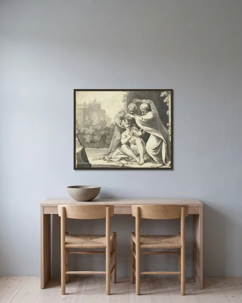 Susanna och de äldste av Gerard ter Borch inramad på en vägg
