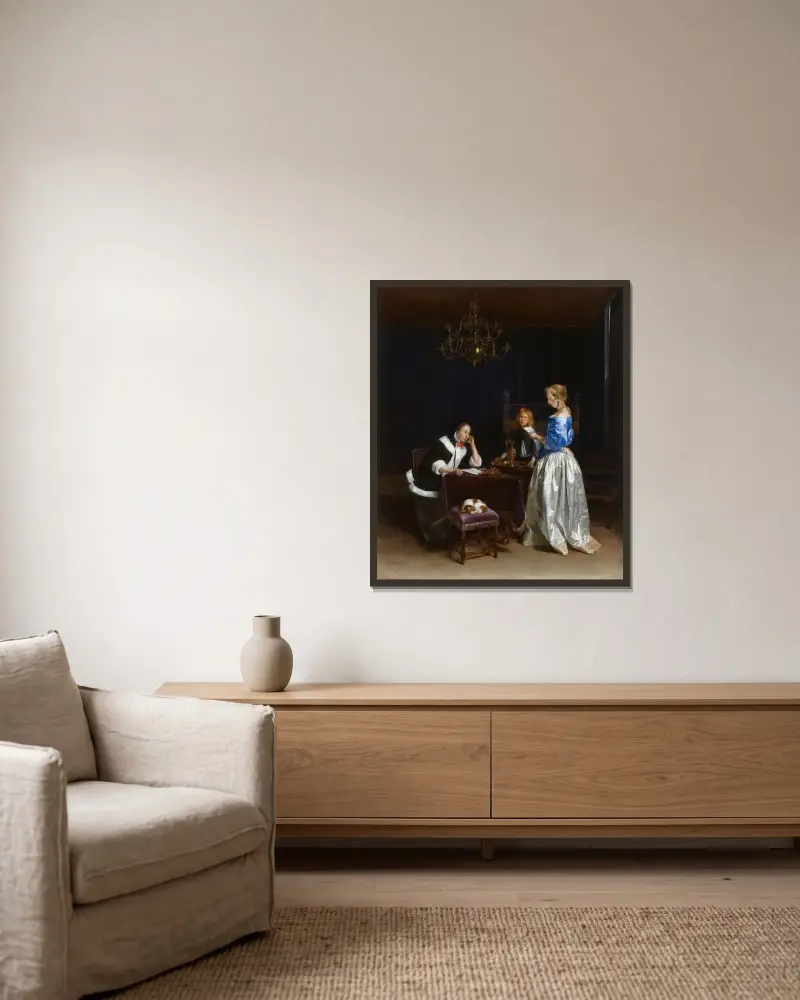 Brevläsningen av Gerard ter Borch inramad på en vägg