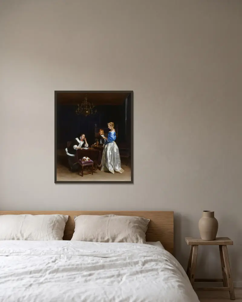 Brevläsningen av Gerard ter Borch inramad på en vägg