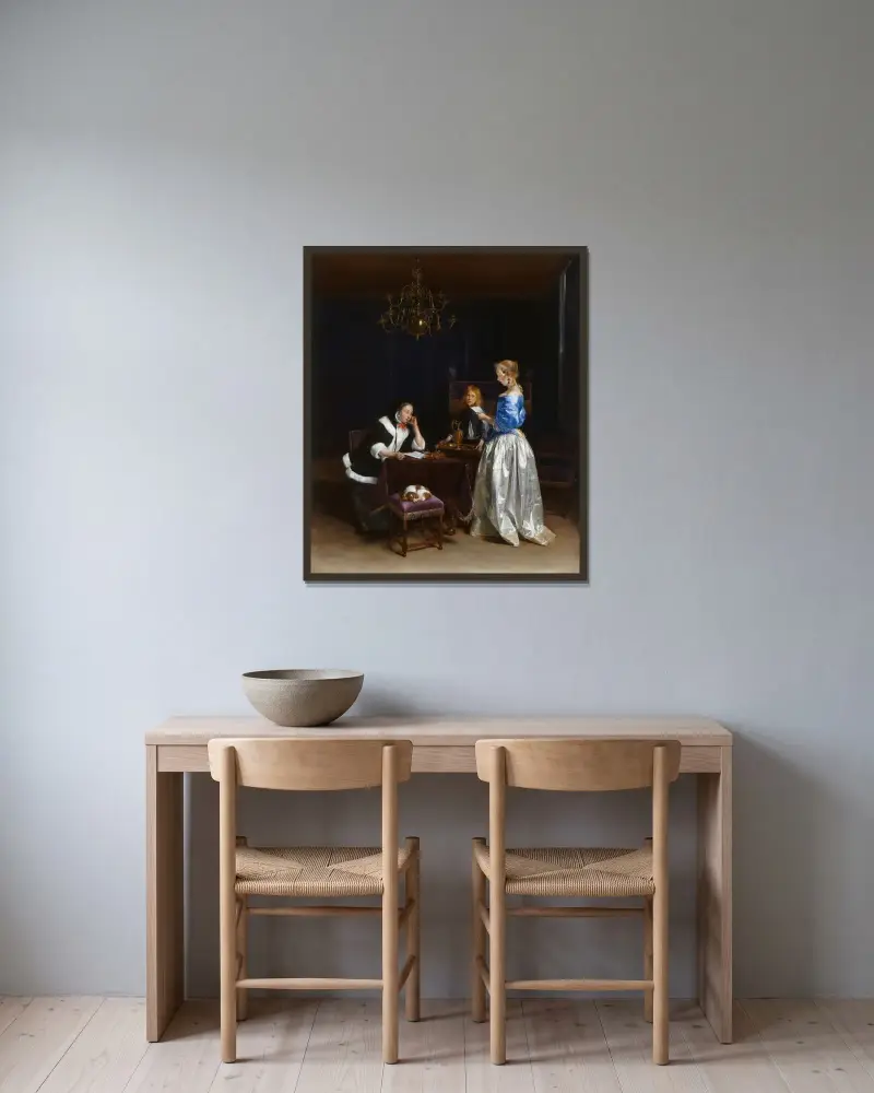 Brevläsningen av Gerard ter Borch inramad på en vägg