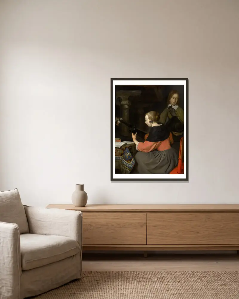 Lutnista, Gerard ter Borch w ramie na ścianie