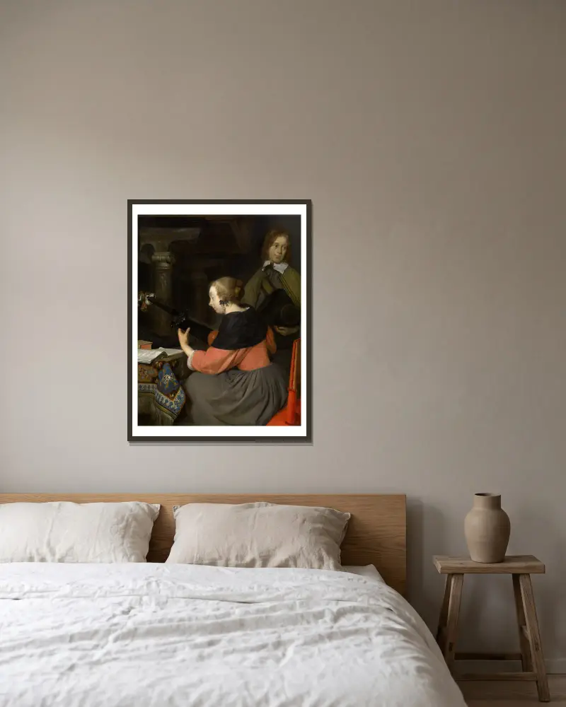 Lutnista, Gerard ter Borch w ramie na ścianie