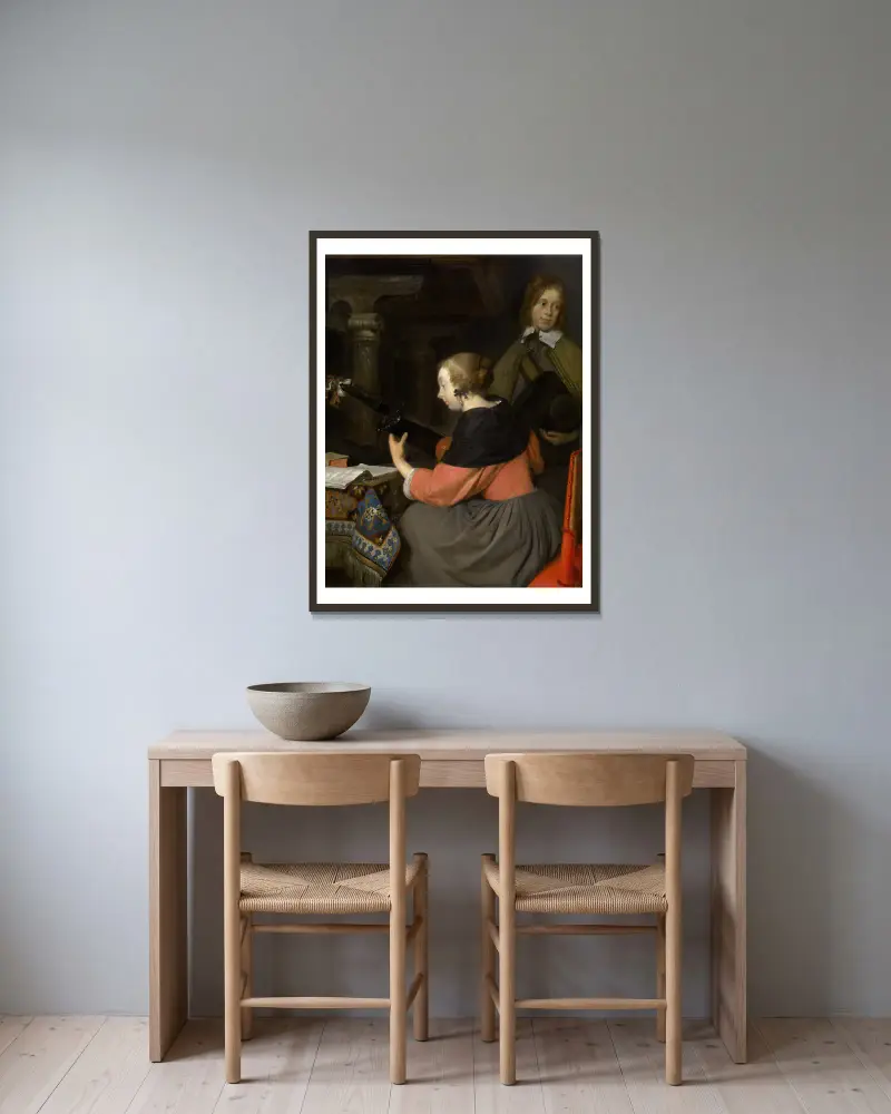Lutnista, Gerard ter Borch w ramie na ścianie