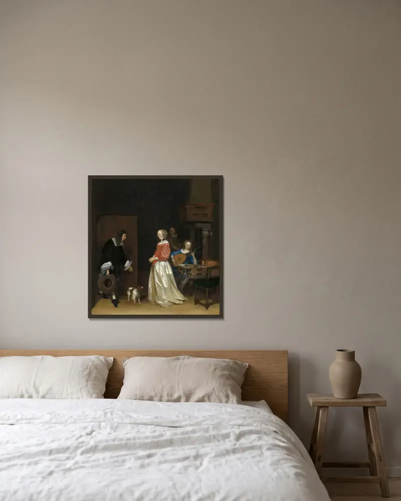 Friarens besök av Gerard ter Borch inramad på en vägg