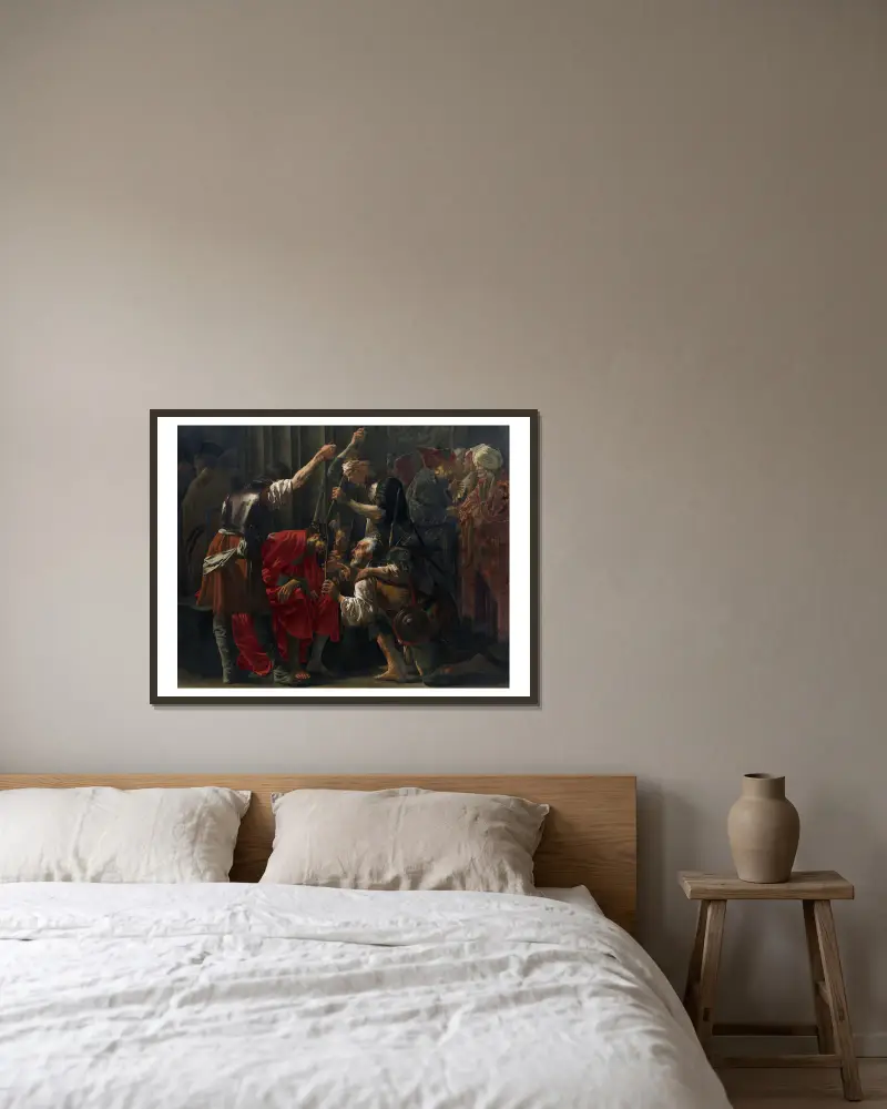 Christ Crowned with Thorns av Hendrick Ter Brugghen inramad på en vägg