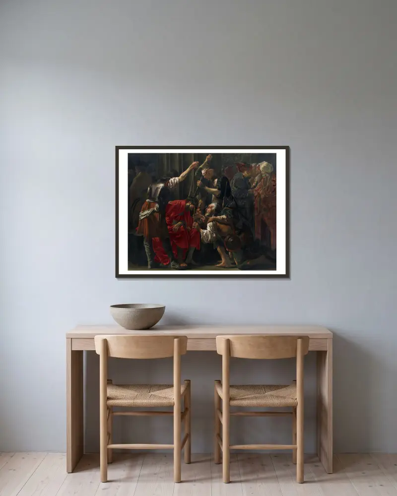 Christ Crowned with Thorns av Hendrick Ter Brugghen inramad på en vägg