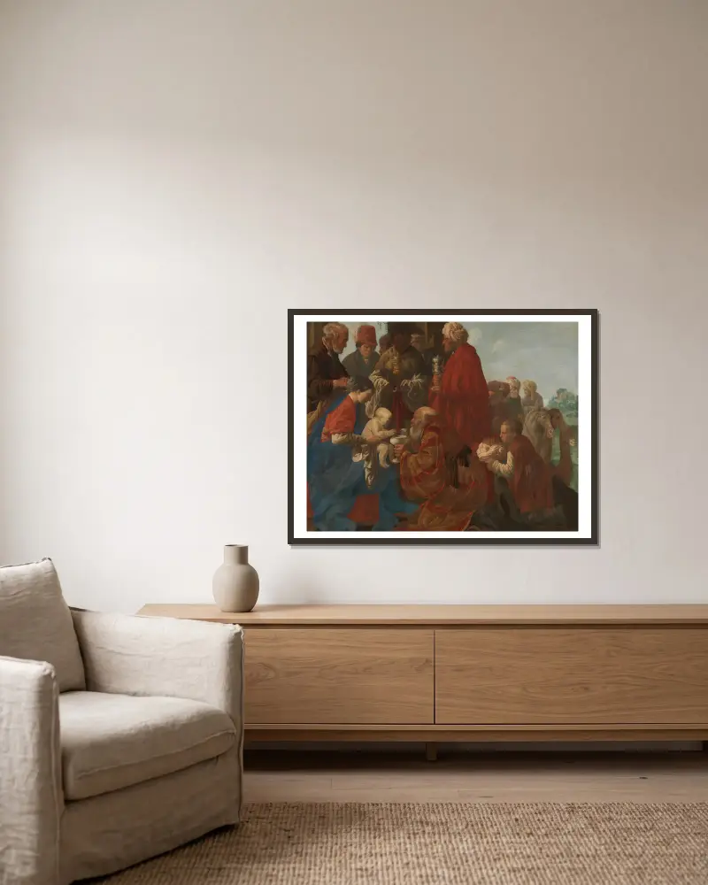 The Adoration of the Kings av Hendrick Ter Brugghen inramad på en vägg
