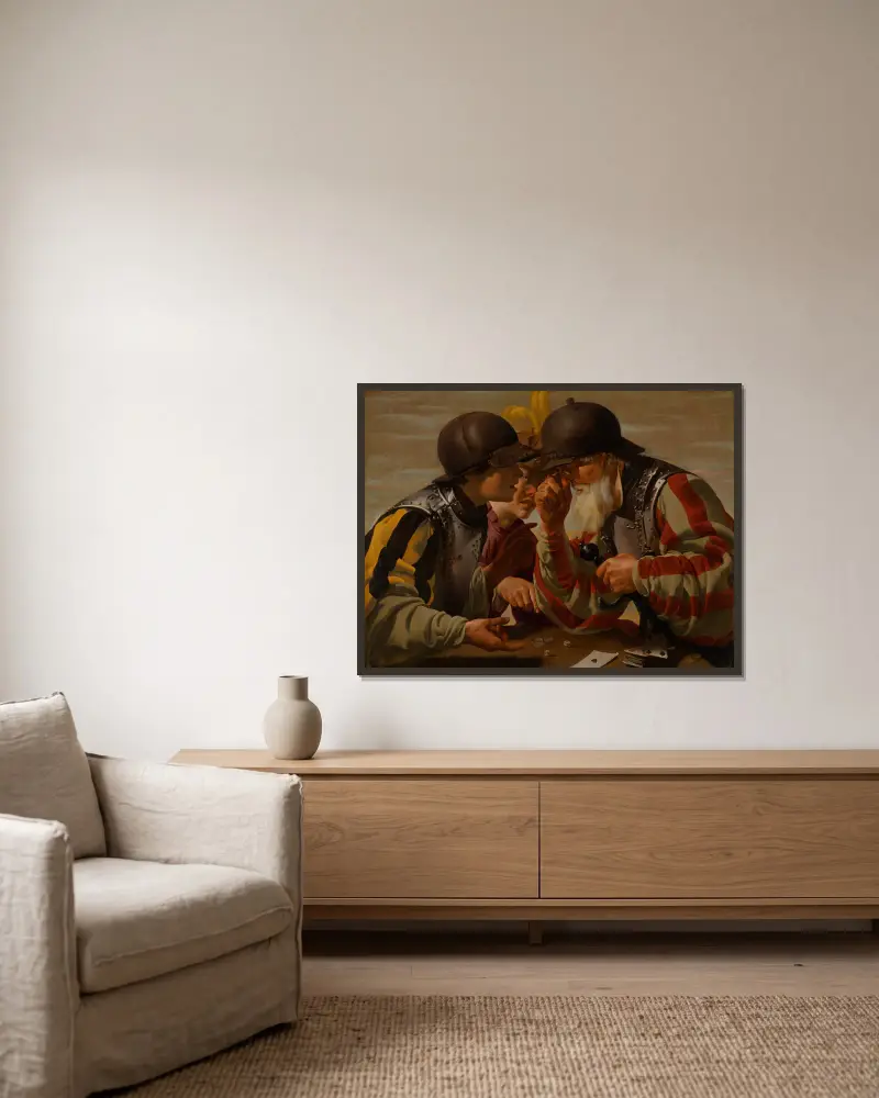 Die Spieler von Hendrick Ter Brugghen gerahmt an einer Wand