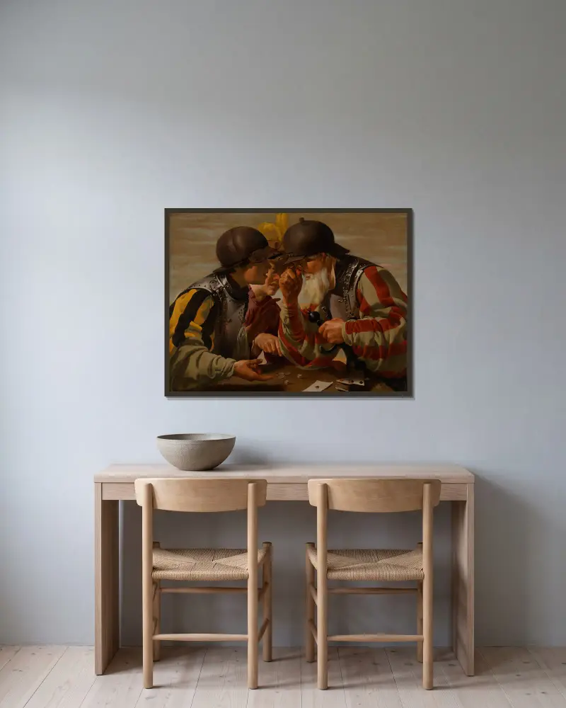 Die Spieler von Hendrick Ter Brugghen gerahmt an einer Wand