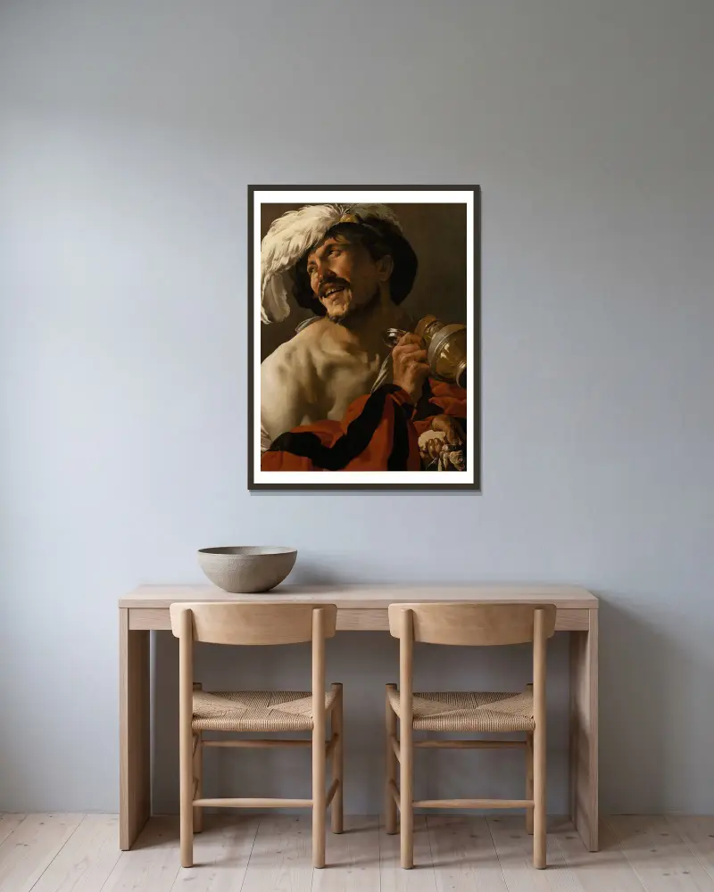 Veselý piják, Hendrick Ter Brugghen v rámu na stěně