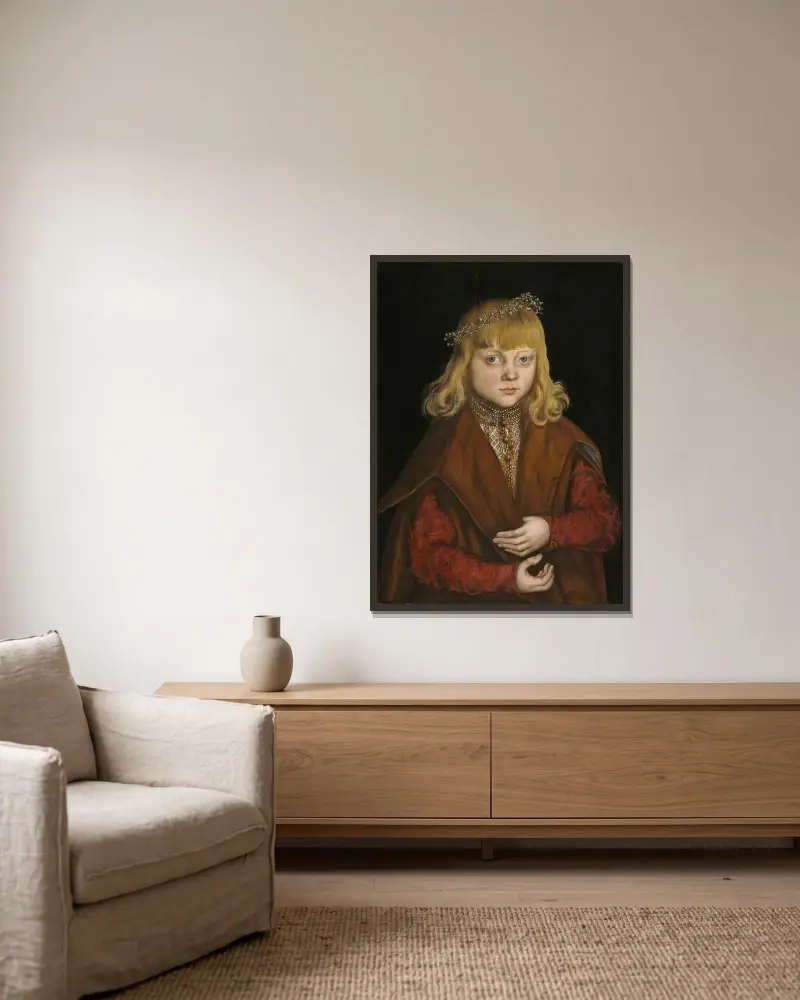 A Prince of Saxony av Lucas Cranach the Elder inramad på en vägg