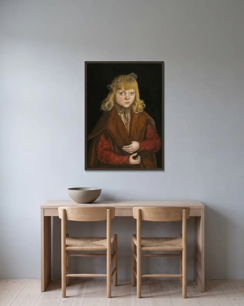 A Prince of Saxony av Lucas Cranach the Elder inramad på en vägg
