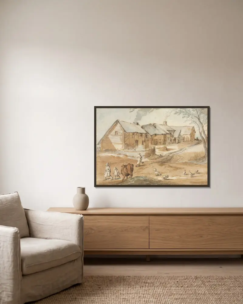 Blick auf Spa von Jan Brueghel The Elder gerahmt an einer Wand