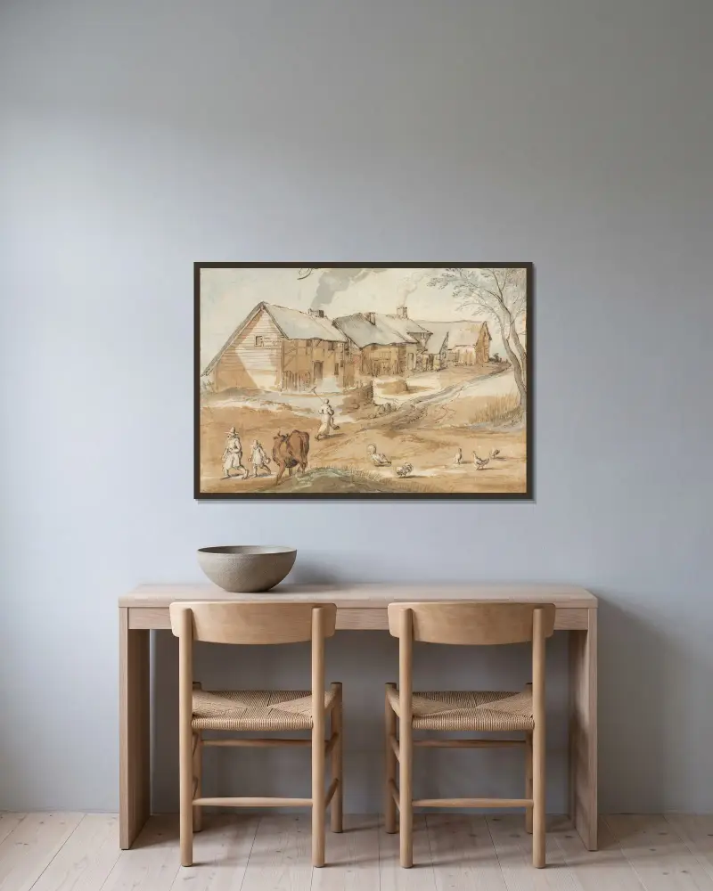 Blick auf Spa von Jan Brueghel The Elder gerahmt an einer Wand