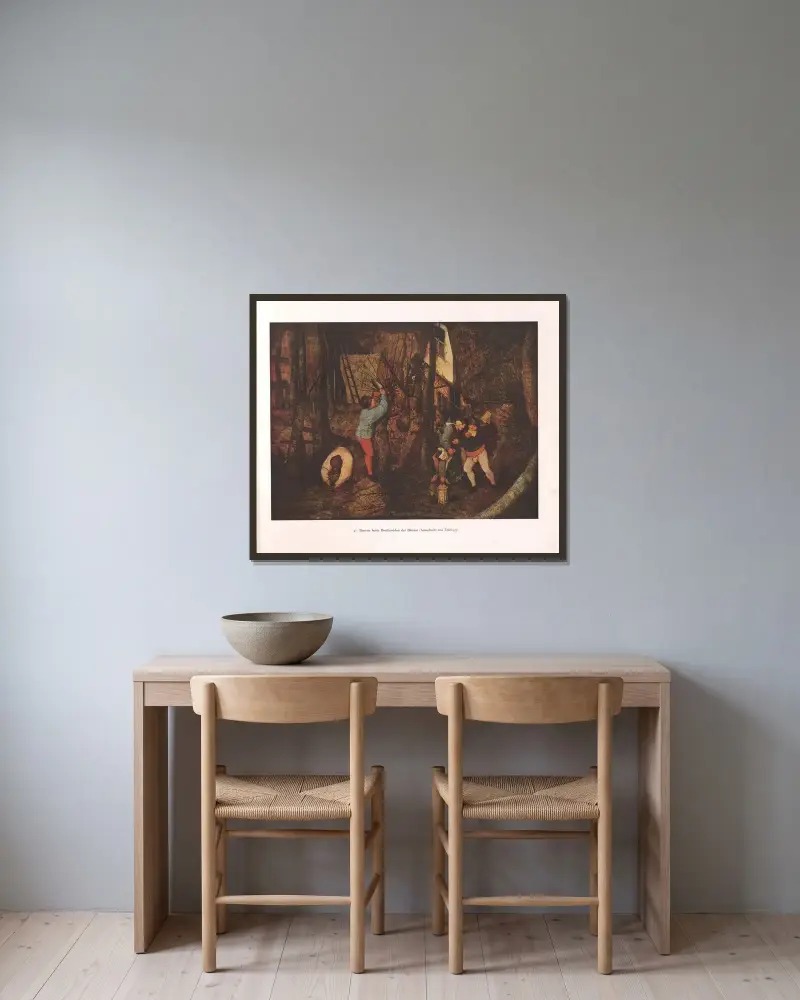 Bönder som beskär träd av Pieter Bruegel The Elder inramad på en vägg