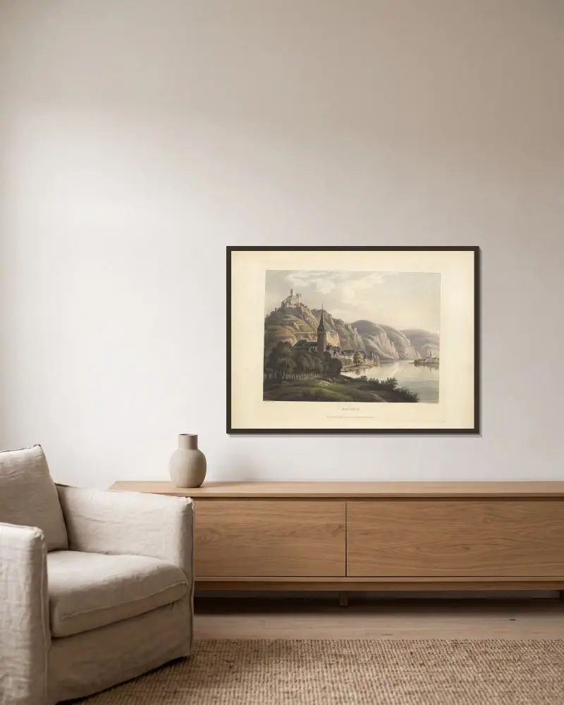 Braubach von Christian Georg Schütz the elder gerahmt an einer Wand