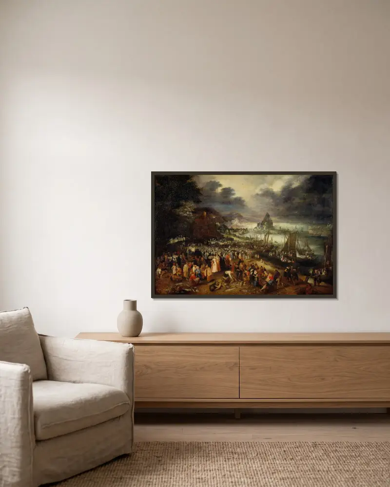 Kristus predikar från båten av Jan Brueghel The Elder inramad på en vägg