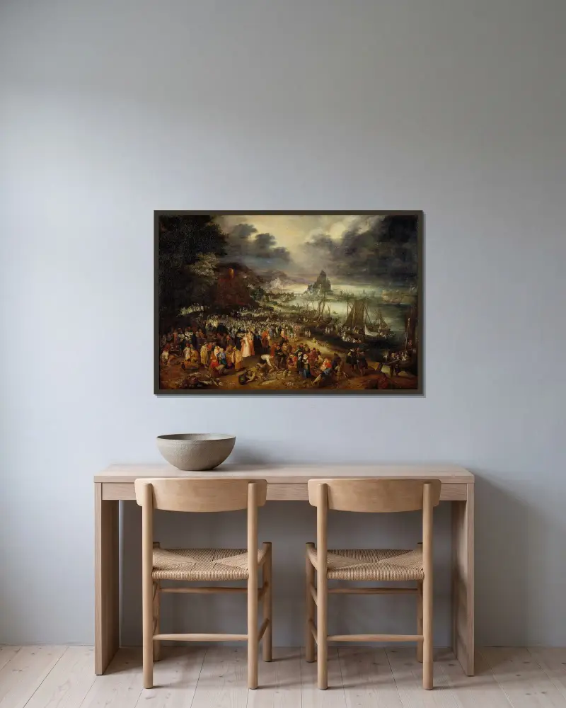 Kristus predikar från båten av Jan Brueghel The Elder inramad på en vägg