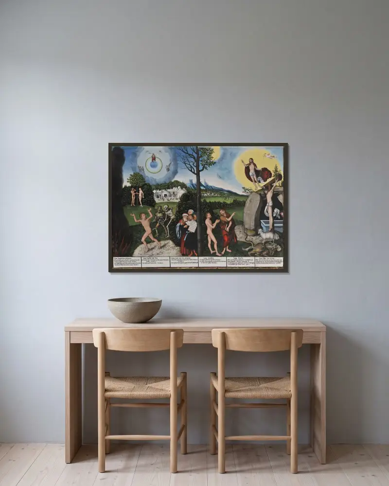 Zatracení a vykoupení, Lucas Cranach the Elder v rámu na stěně