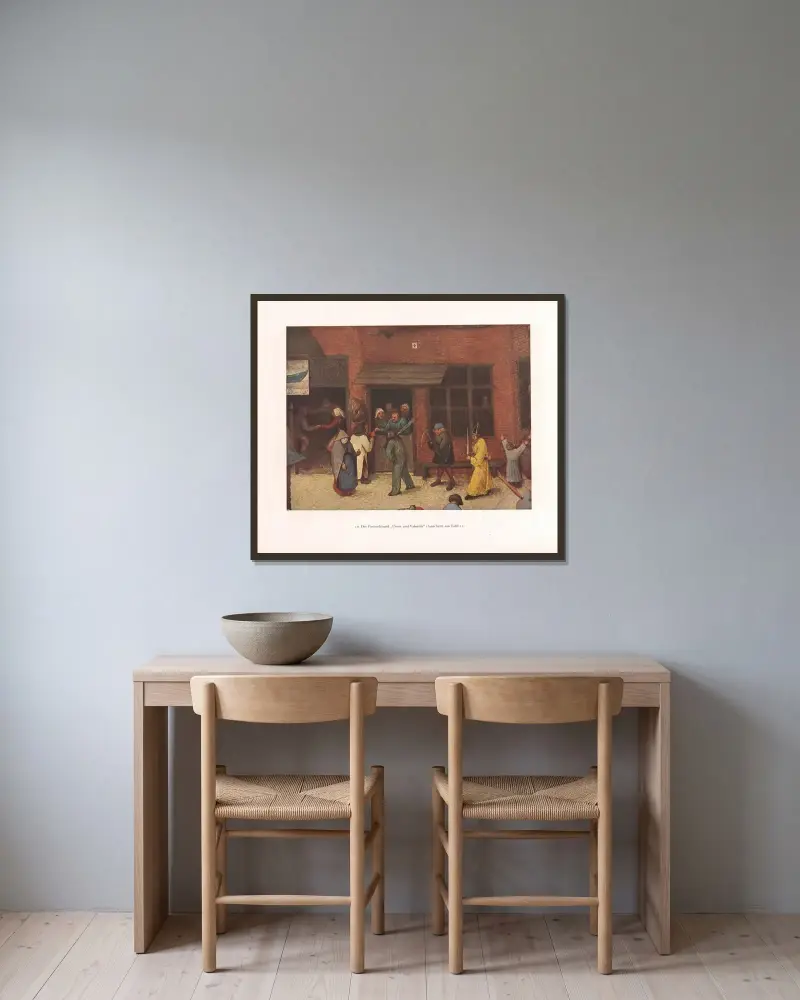 Das Fastnachtspiel ‘Urson und Valentin’ av Pieter Bruegel The Elder inramad på en vägg