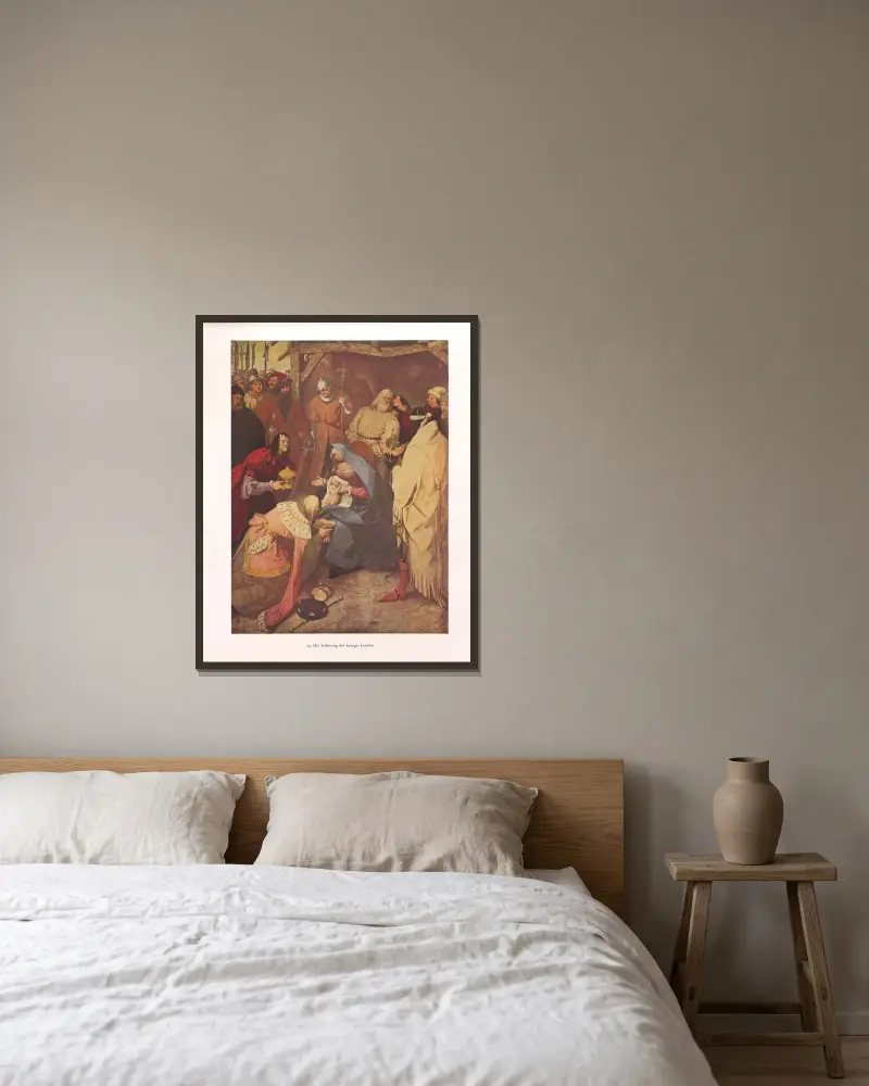Die Anbetung der Könige – nr 2 av Pieter Bruegel The Elder inramad på en vägg