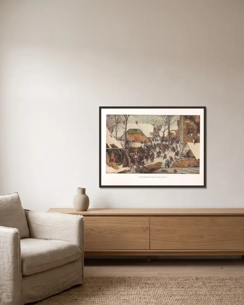 Die Anbetung der Könige im Schnee av Pieter Bruegel The Elder inramad på en vägg