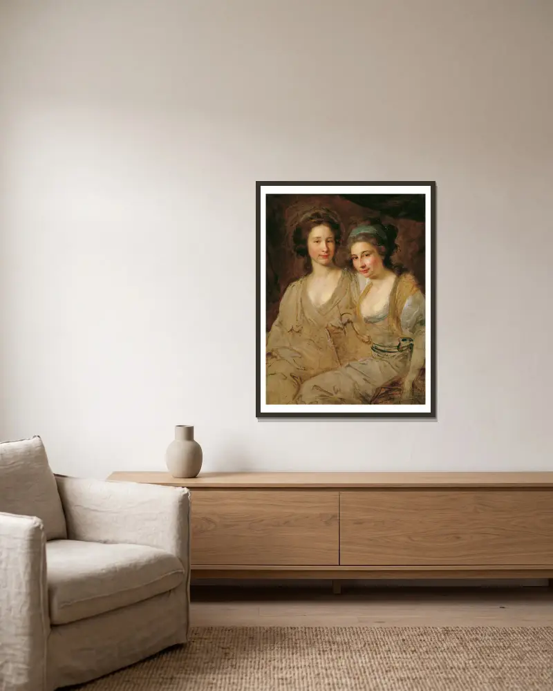 Die Gräfinnen Caroline und Zoë Thomatis av Johann Baptist von Lampi the Elder inramad på en vägg