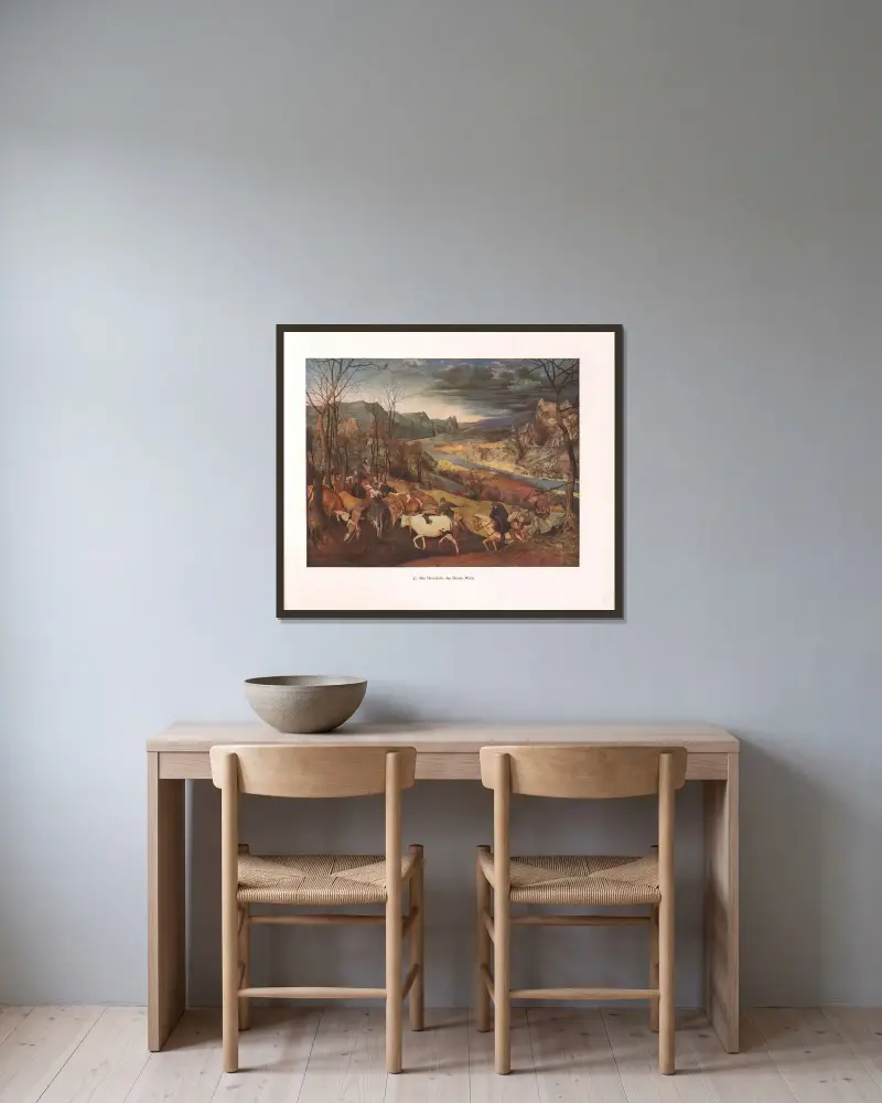 Die Heimkehr der Herde von Pieter Bruegel The Elder gerahmt an einer Wand