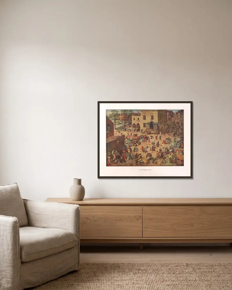 Dětské hry – č. 2, Pieter Bruegel The Elder v rámu na stěně