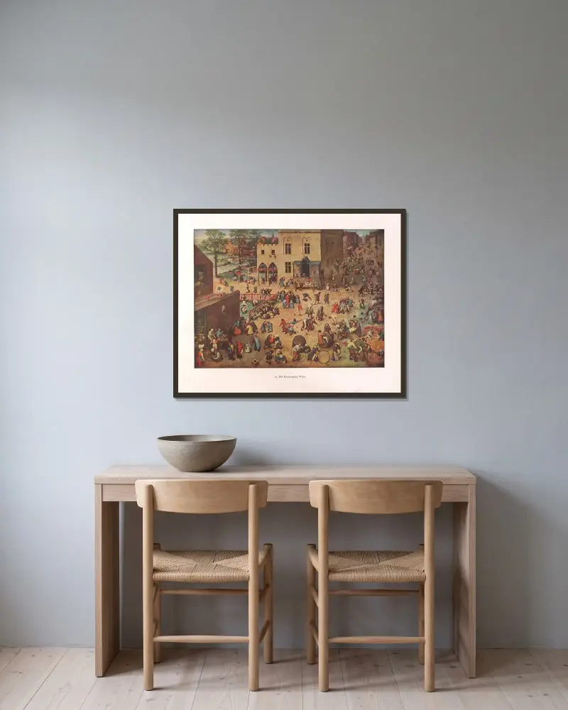 Dětské hry – č. 2, Pieter Bruegel The Elder v rámu na stěně