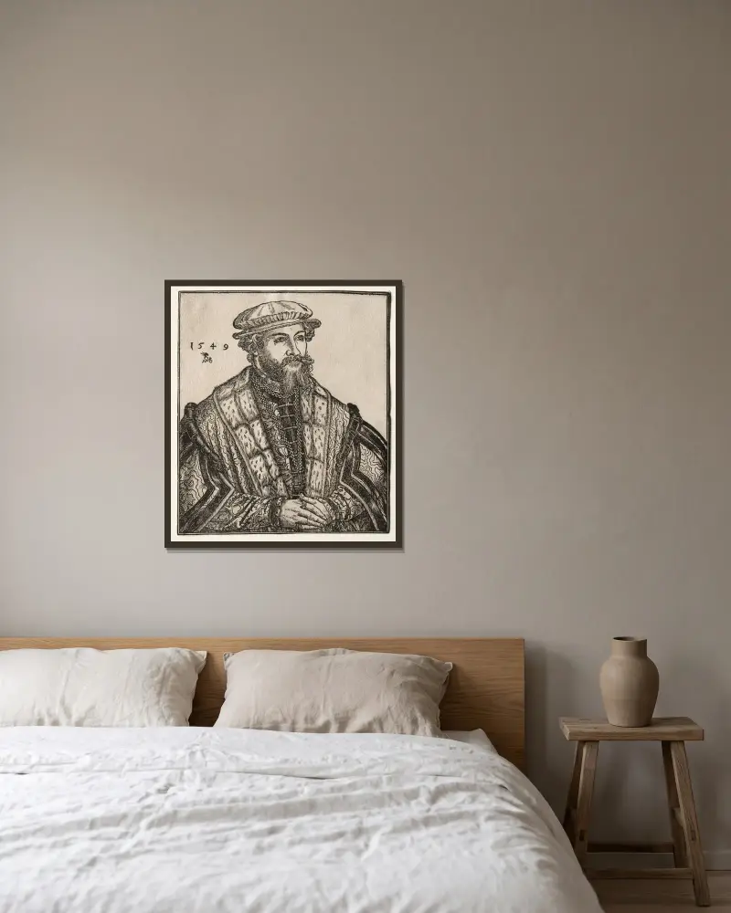Dr. Christian Brück von Lucas Cranach the Elder gerahmt an einer Wand