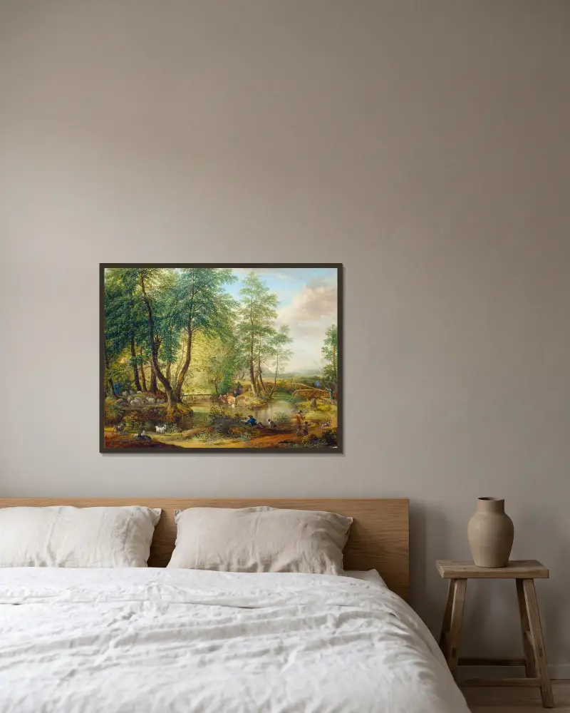Översvämmade skogar nära Oberrad av Christian Georg Schütz the elder inramad på en vägg
