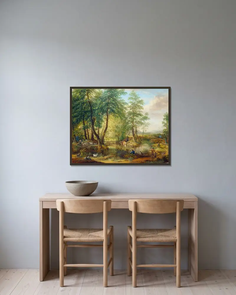 Översvämmade skogar nära Oberrad av Christian Georg Schütz the elder inramad på en vägg